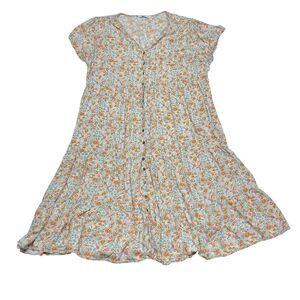 Sonoma Floral Button Tiered Midi Plus Dress Flowy Size 4X